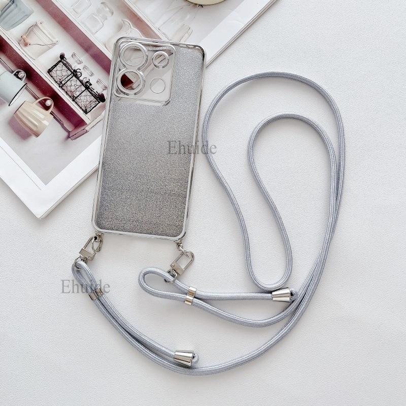 Lanyard-Hülle für Samsung Galaxy A56 A36 A16 A06 A55 A35 A15 A54 A34 Klare Beschichtung Doppelte Schnalle Verstellbarer Riemen Glitzer-Abdeckung