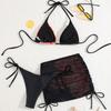 Sexy Laced Up Print Bikini Mesh Skirt 3 Piece Set Women Split Swimsuit Beach Bikini New Summer Swimwear Bikini Set