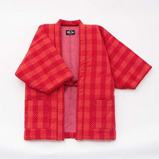 Watano Sato Kurume Hanten padded Made in Kurume Red check pattern (Cotton Village) Cotton-filled (Japanese jacket), Japan, weave, Women's, (red)