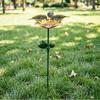 Metal Flower Garden Stake Bird Bath for Outside Freestanding Bath Bowl with Stake Hummingbird Feeder Station for Yard Lawn Garden Decor