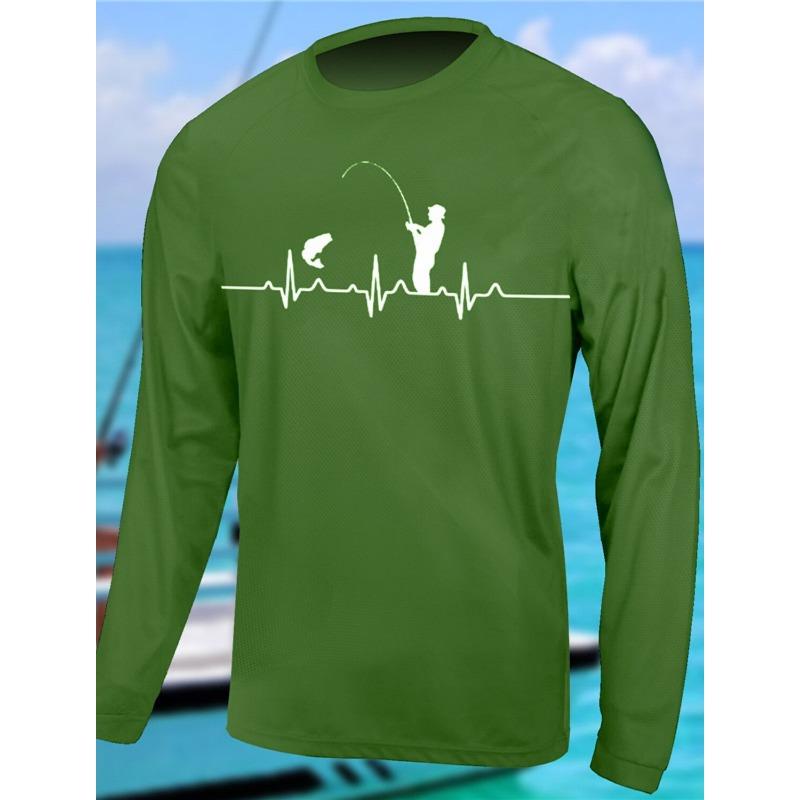 Men's Fishing Shirt Outdoor Long Sleeved UV Protection Breathable Quick Dry Lightweight Sweat Wicking Tops Spring Summer Fishing