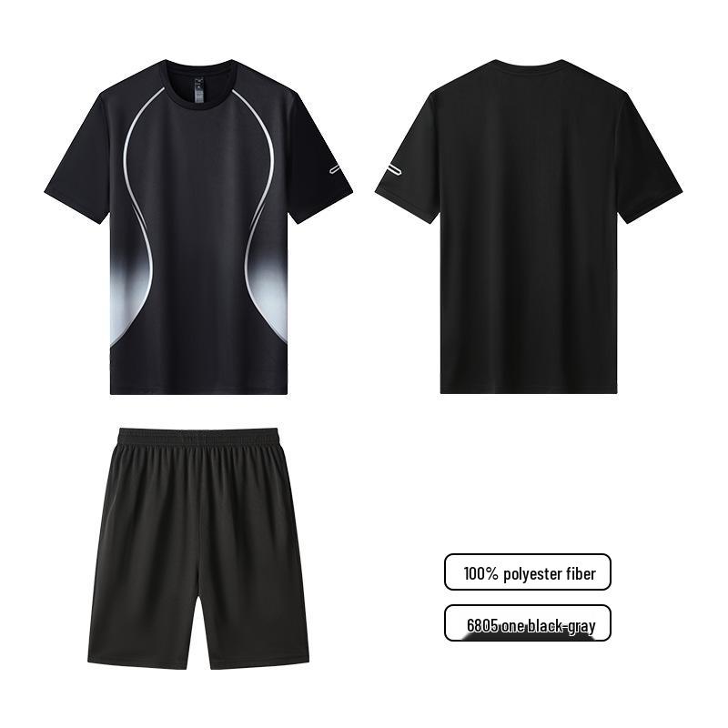 Men's Quick-Dry Short-Sleeve Sportswear Set for Summer Running and Fitness