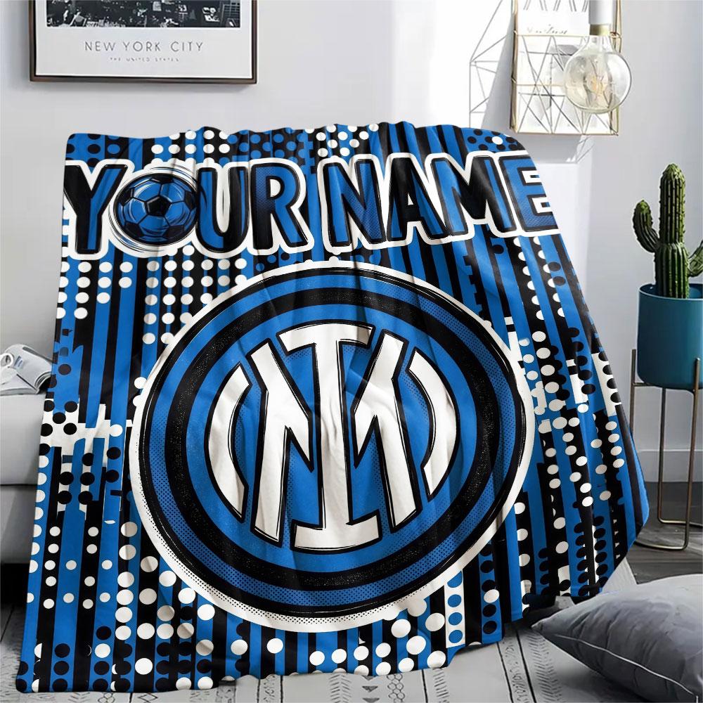 Custom Name,FC Internazionale Milano Printed Flannel Blanket, soft throw for bedroom sofa, washable, Christmas present, great gift.