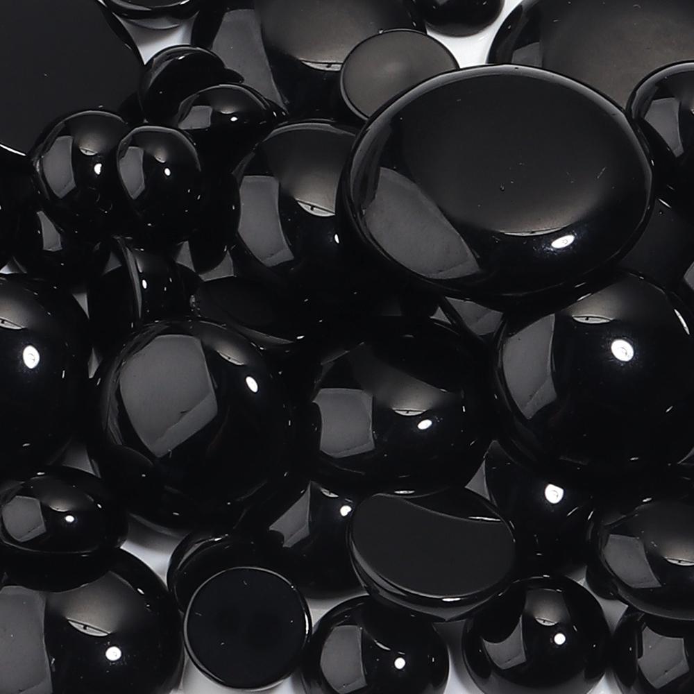 5/10pcs Natural Stone Cabochon Black Agate Round Flatback Cabochon Loose Beads For Jewelry Making DIY Ring Pendants Accessories