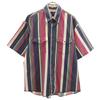 Wrangler 90s Old Striped Pattern Short sleeve shirt 17 Navy Men's Used
