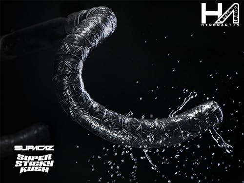 Supacaz Cycling Handlebar Tape - Super Sticky Kush - Black + Black Star Plugz