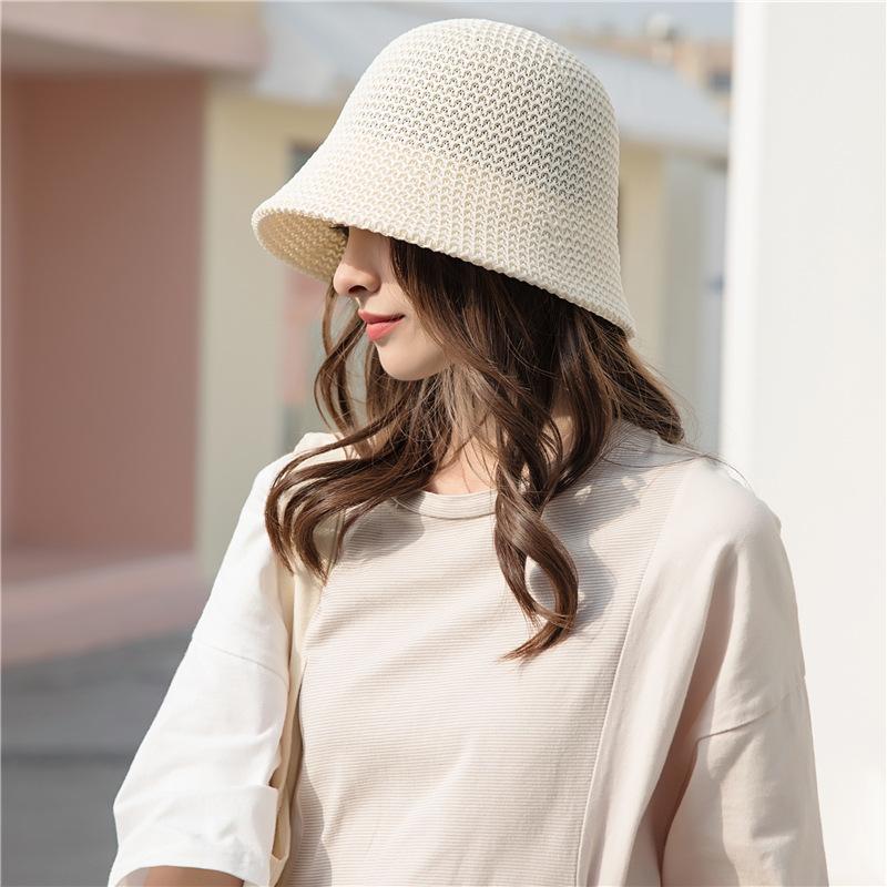 Bucket Hat Women's Face Revealing Small Spring and Summer Sunshade Hollow Thin Breathable Sun Hat Bucket Basin Hat
