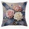 1/4pcs Floral Feather Embellished Pillow Covers Sofa Cushion Cover Home Bedroom Room Decoration