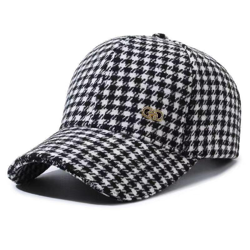 Women's Houndstooth Flat Cap - Korean Style, Outdoor Versatile, Casual Fashion, British-Inspired Autumn/Winter Hat