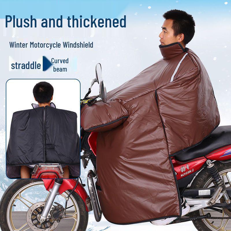 Motorcycle Windshield Plush Knee Pads & Windproof Quilt (Crotch Beam, Thickened, Waterproof, Warm)