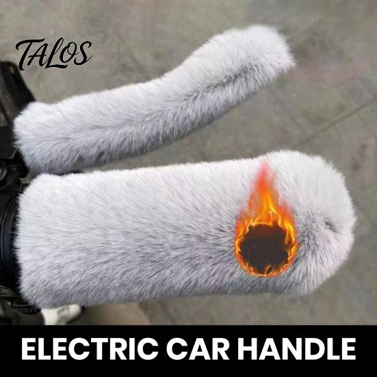 Winter Motorcycle Accessories 1 Set Handlebar Cover Soft Touch Thick Plush Cold-resistant Anti-slip Grip Covers Solid Color Universal Washable