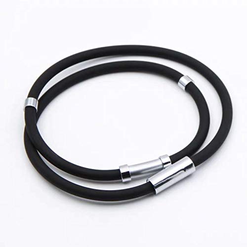 BCletty Anti-Static Necklace, Titanium, Magnetic, Germanium, Unisex, Silicone, 2 Sizes [Suitable for All Seasons] (55cm, Black)