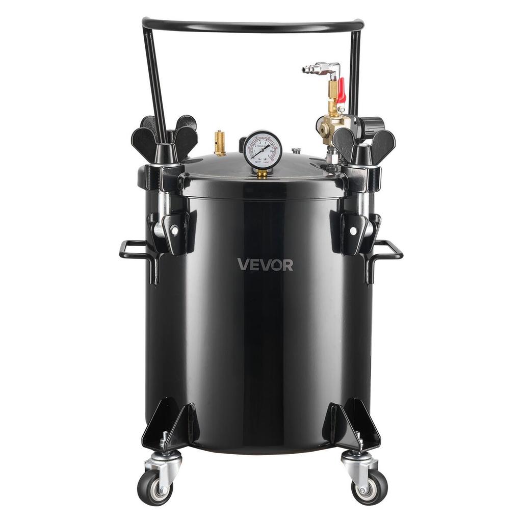 Pressure Pot Paint Tank, 20 L Heavy Duty Steel Pressure Pot Tank, Spray Paint Pressures Pots with Three Quick-Connect Couplers for Home Use, DIY, Art