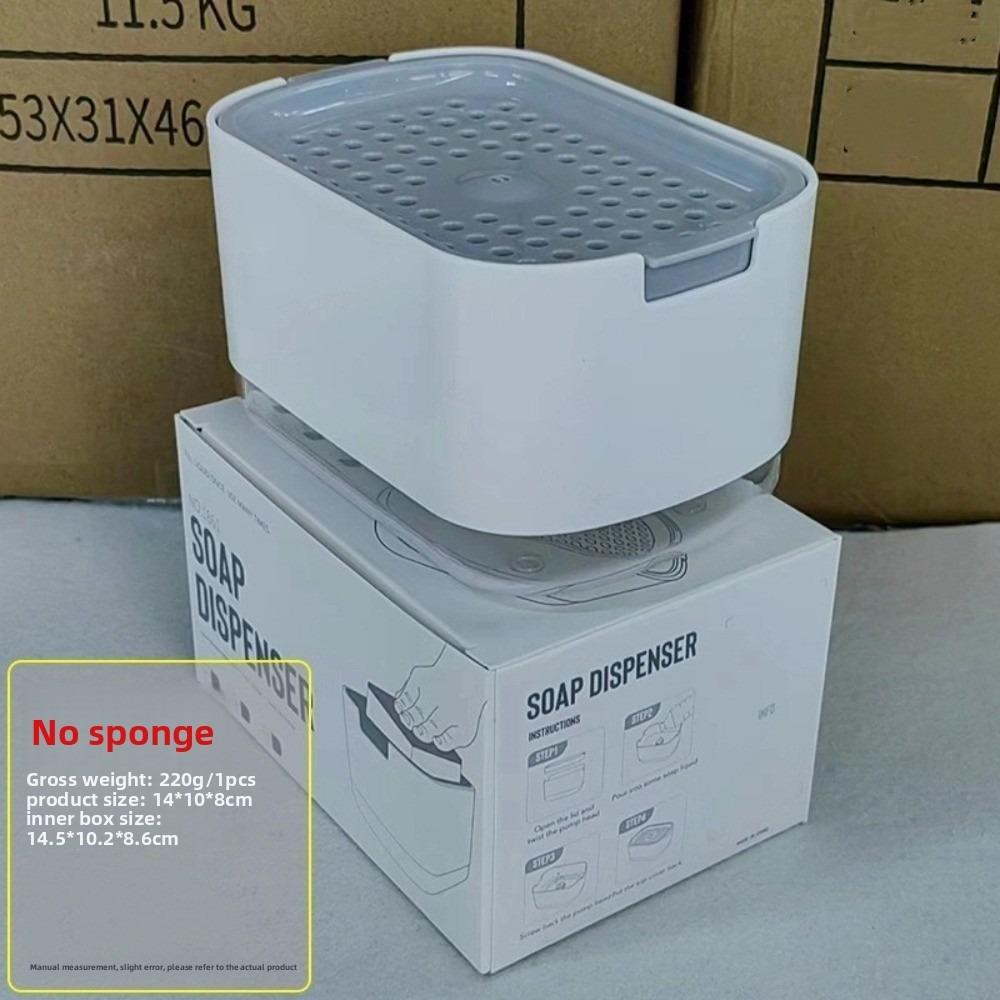 

Manual Press Kitchen Detergent Dispenser Large Capacity Dish Foam Fixture Sink Area white-no sponge