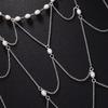 Zircon Pearl Headpiece Hollow Headpiece Tassel Hair Chain High-End Style Bridal Head Chain  Wedding
