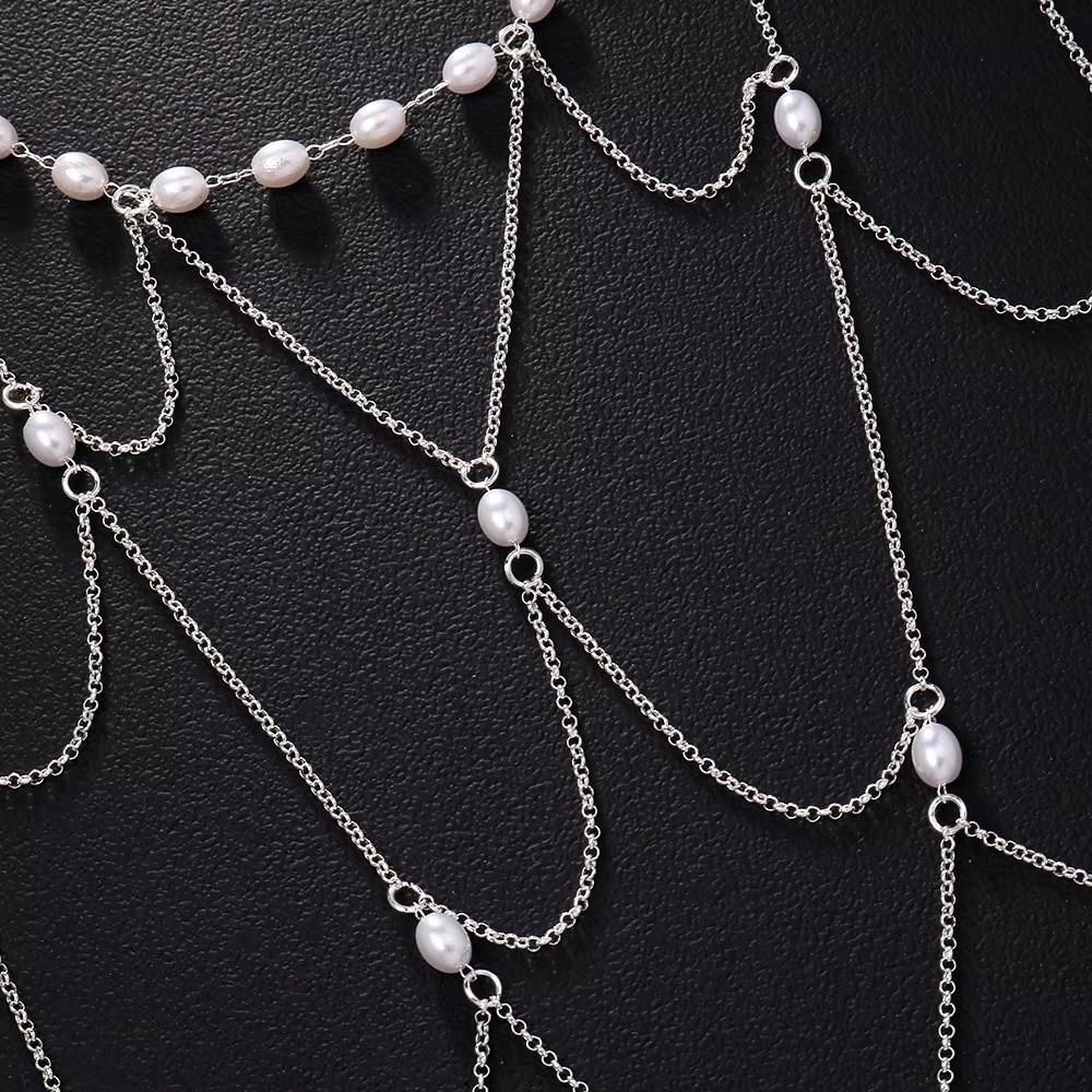 Zircon Pearl Headpiece Hollow Headpiece Tassel Hair Chain High-End Style Bridal Head Chain  Wedding