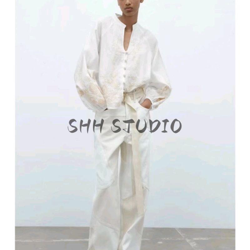 Summer Women's Clothing Fashion Style Asymmetric Hem Cotton Loose Lapels Long Sleeve Shirt Top 4786103