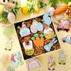 Kathfly 32 Pieces Easter Ornaments for Tree Pastel Spring Wooden Decorations Egg Gnome Bunny Carrot Basket Ornaments Hanging Spring Wood Cutouts
