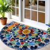 1Pcs Indian Vibrant Design Semi Circle Welcome Doormat Non-Slip for Outdoor Patio Porch Kitchen Bathroom Entryway Floor Mat