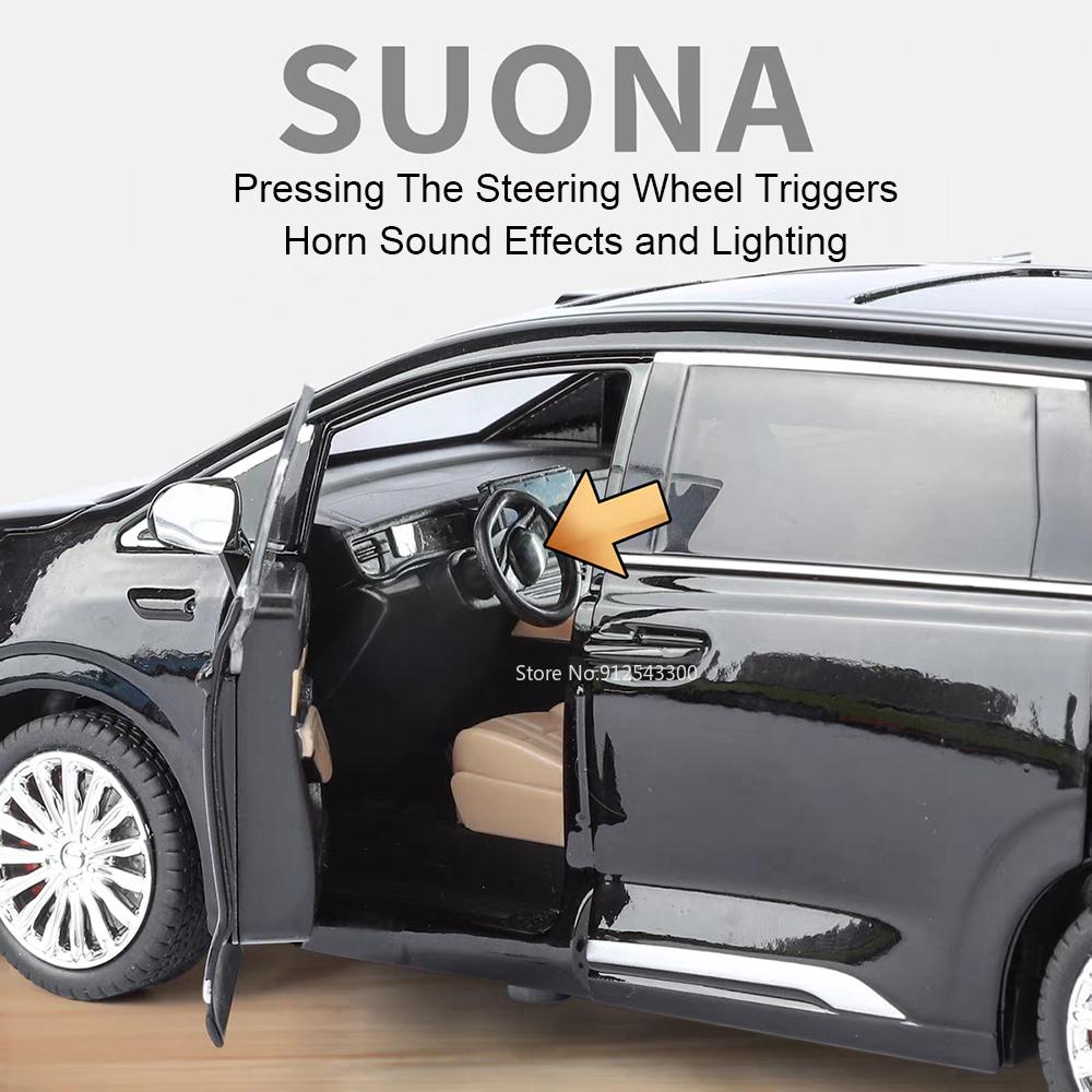 1:24 Denza D9 VELLFIRE MPV Alloy Model Car Toy Metal Diecast Vehicle Simulation Sound Light Miniature Models for Boys Gifts