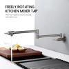Rubinetto Riempitore Pentole da Parete per Lavello Cucina Oro Rosa/Grigio Canna Monocomando Freddo Miscelatore Rubinetto Pieghevole Rotante a 360° Ottone