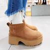 Women's Large Size Thick Bottom Heightening Winter Warm Fur Snow Boots Padded Lined Ankle Boots Anti-slip Hiking Sneakers High Top Cotton Boots