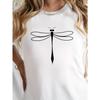 Summer Lady CLothes Crew Neck Short Sleeve Watercolor Style Dragonfly Print T Shirt Women's Outfits Casual Daily Wear
