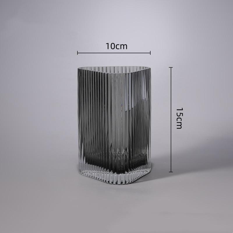 Transparent Glass Vase Geometric Triangular Flat Shape Flower Vase Hydroponics Terrarium Flowerpot Vases Pots Home Decoration