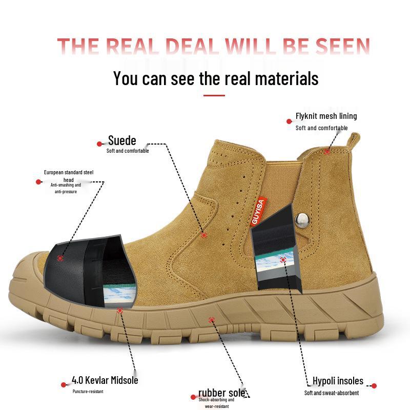 Men's Fire-Resistant Steel Toe Work Shoes - Anti-Smash, Anti-Piercing, Anti-Scald, Comfortable and Safe.