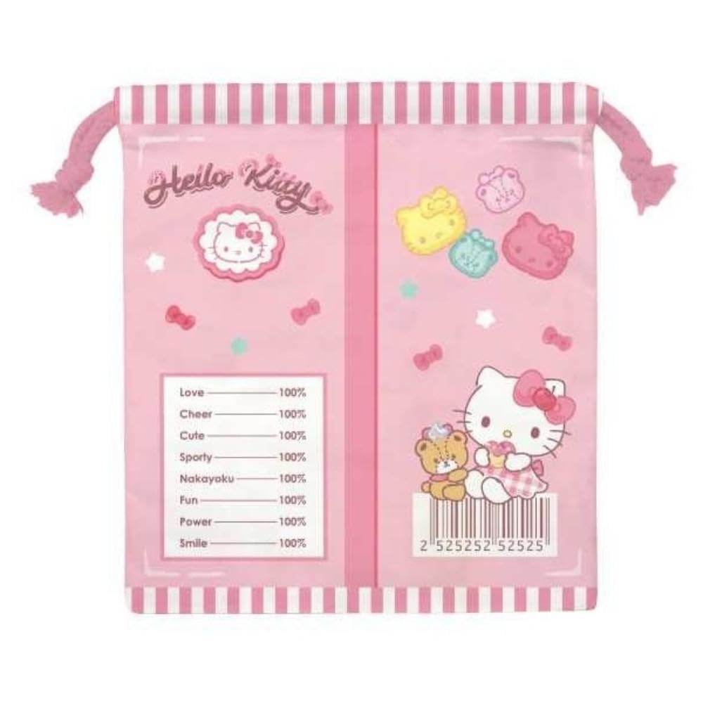 K Company Hello Kitty Drawstring Bag, Sweet Snacks, CKC19-KTS, H20.5 x W18cm