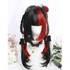Harajuku-style GAL-kei women's full wig, long, straight, black, red, and double-colored, Lolita style.