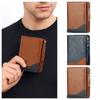 Color Blocking Business Clutch Bag Zipper Men Card Holder Vintage Men Short Wallet  Travel