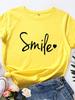 Simple Style Smile Letter Print T Shirt Women Short Sleeve O Neck Loose Tshirt Ladies Tee Shirt Tops Clothes Camisetas Mujer