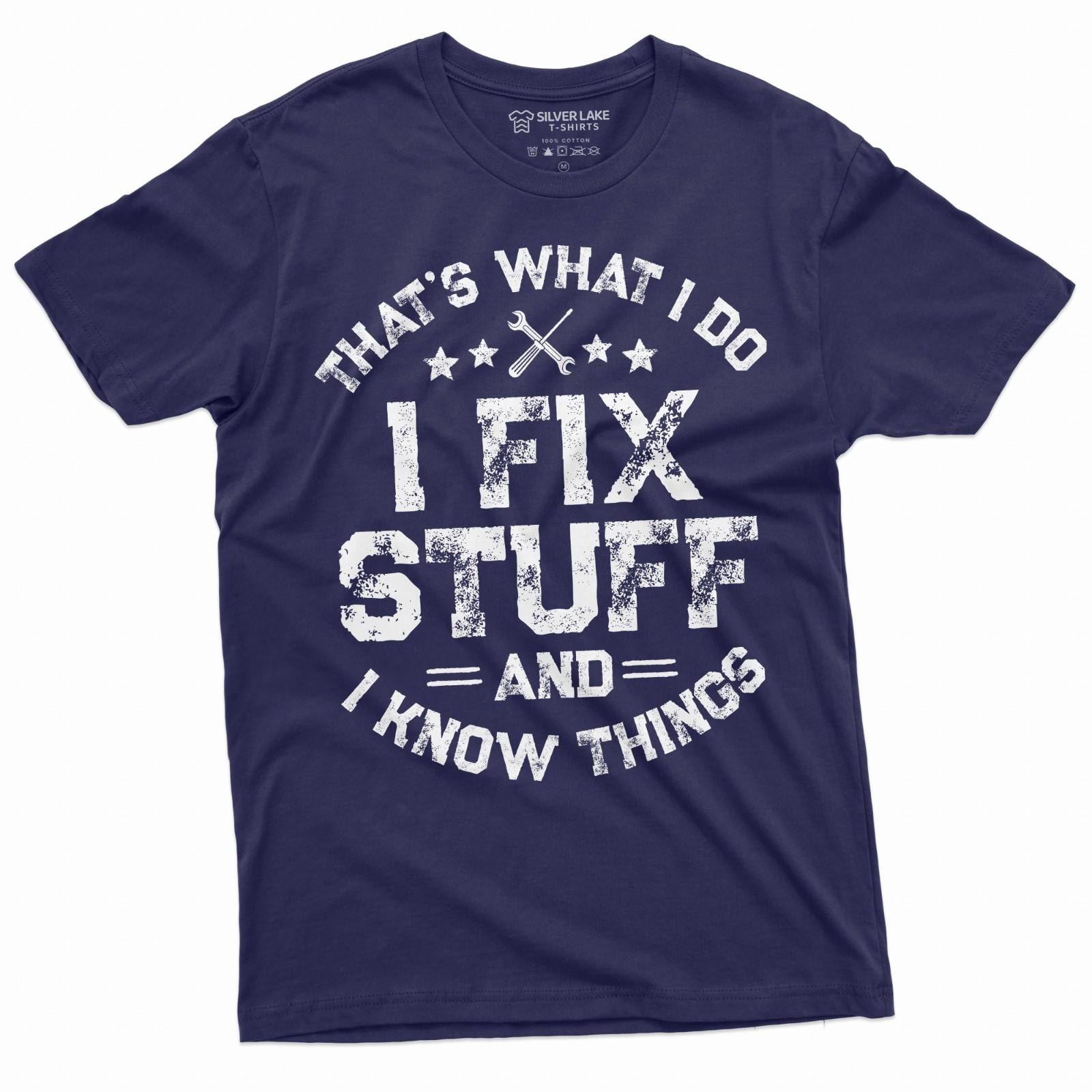 Men s Funny I fix Stuff T-Shirt Father s day Funny Garage DIYer Tee Shirt S разноцветный