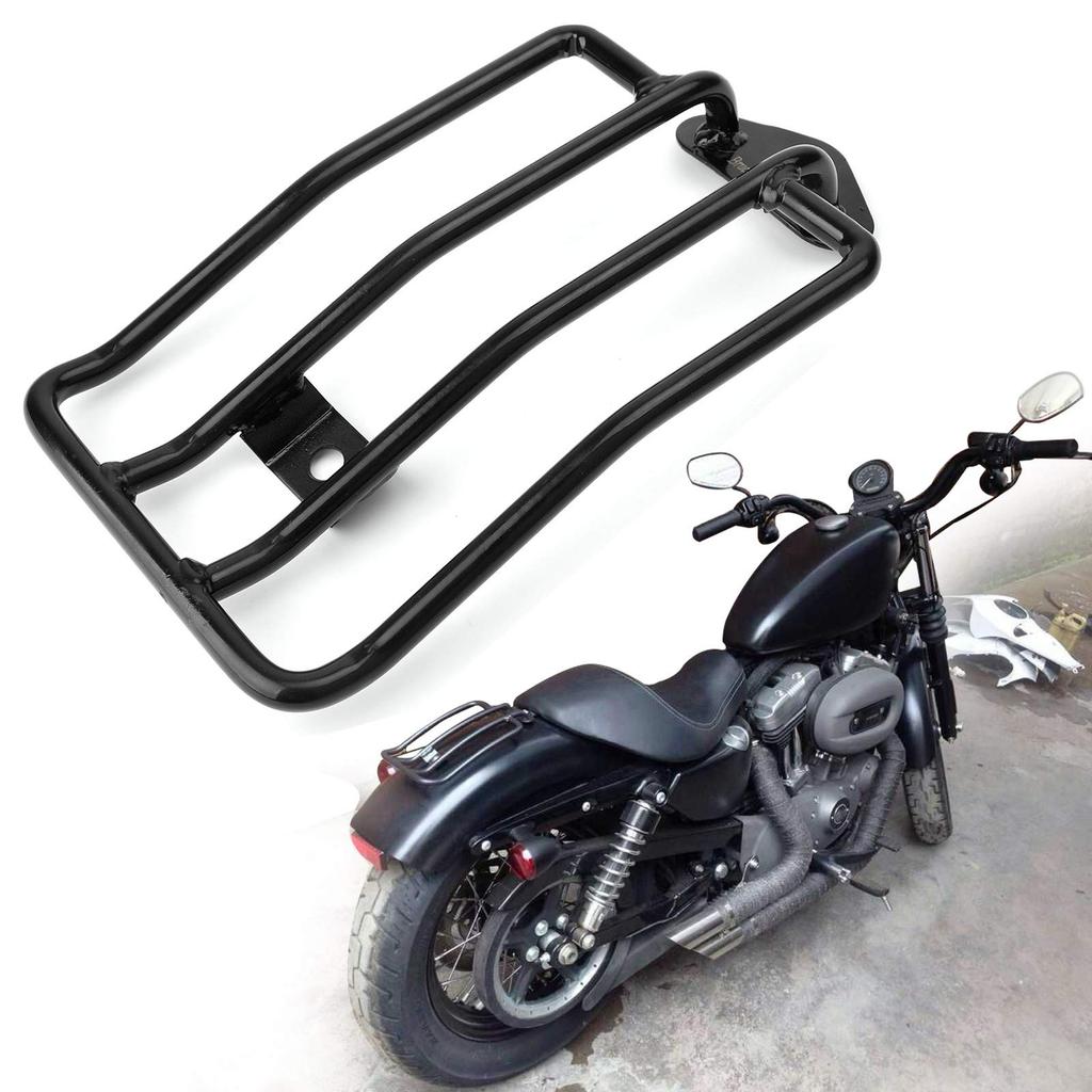 Bruce & Shark Rear Carrier, Carrier Solo Seat, Luggage Rack, Luggage Shelf, Support Shelf for Harley Sportster XL883 1200 (2004-2015), Black