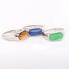 European and American 8MM Stainless Steel Ring with Inlaid Natural Stone - Versatile Retro Fashion Finger Ring