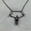 Gothic Weird Sliver Color Hanging Skeleton Corss Pendant Necklace for Women Men Halloween Scary Collar Chain Jewelry Accessories