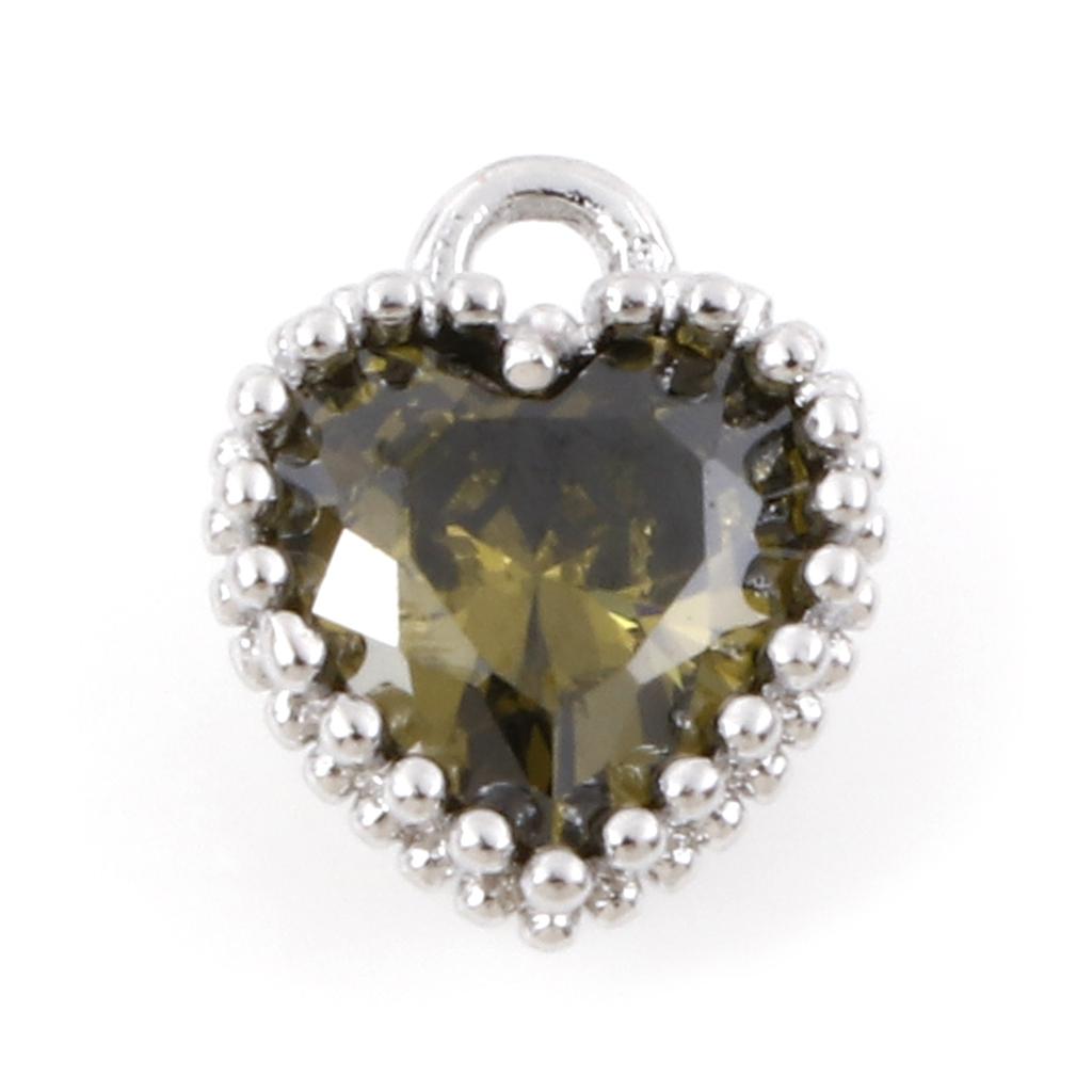 2PCs Birthstone Charms Heart Rhinestone Pendants For Necklace Bracelet Jewelry Making Diy Findings 8x6.5mm
