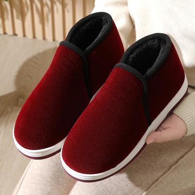 New Handmade Cotton Shoes for the Elderly, Winter Warm Shoes for Indoor and Outdoor Wear, Thickened Rubber Soles, Plush Cloth Shoes for the Elderly