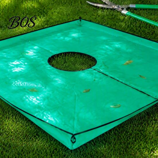 Heavy Duty Pruning Tarp Landscape with Hole, Metal Buckles, Waterproof Waste Tarp, Large Capacity Leaf Collector Garden Tree Bush Trimming for