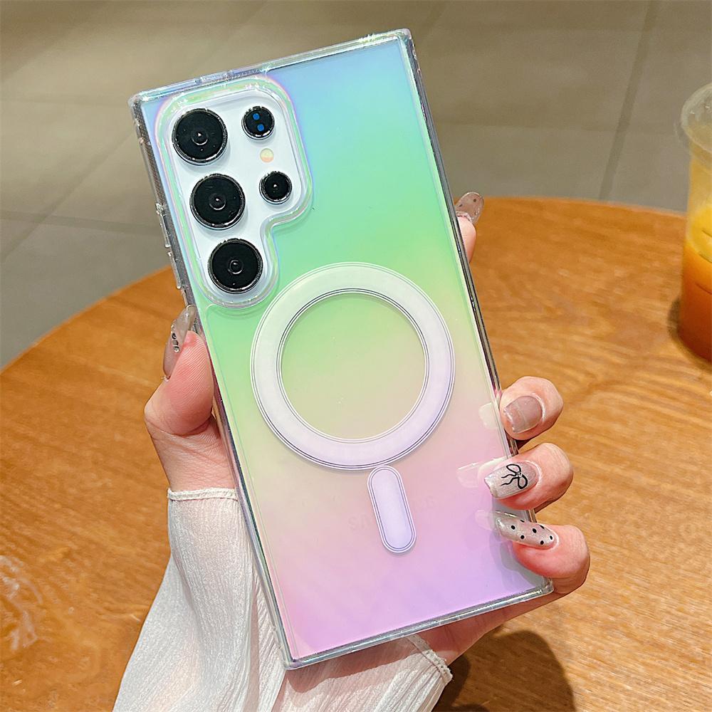 

Fishion Rainbow Color Case For For Samsung Galaxy S25 S24 S23 FE S22 Ultra S21 Plus For Magsafe Magnetic Wireless Charging Cover For Galaxy S22