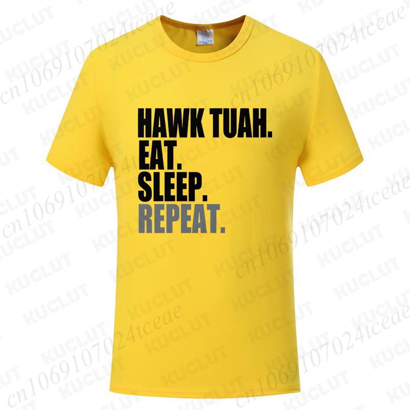 Hawk Tuah Eat Sleep Repeat Funny Meme T-shirts Unisex Tshirt Men Women's Fashion Casual Oversized T Shirt Short Sleeve Clothing