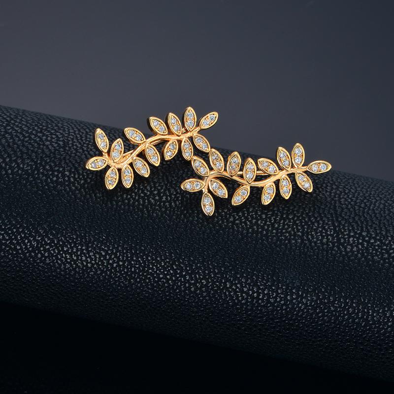 Punk Cute Leaf Shape Ear Cuffs Clip Earring Female Gold Color CZ Cubic Zirconia No Piercing Earring For Women Jewelry Gift 2025
