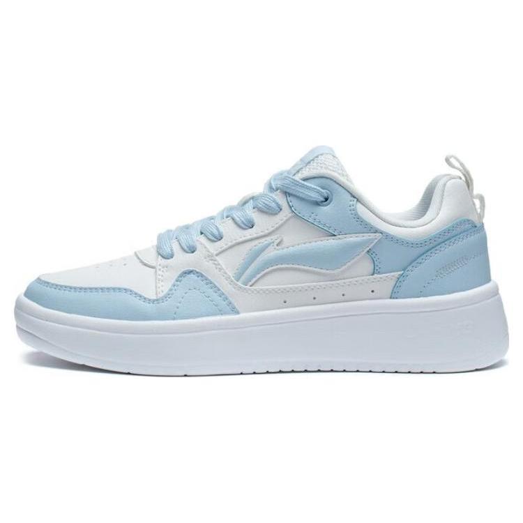New LiNing Line 2.0 At The Beginning Anti Slip Wear Resistant Low Top Skateboard Shoes Women's White Blue AGCT338-3