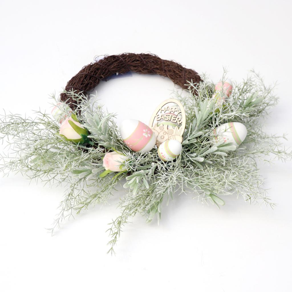 Easter Egg Wreath- Spring Artificial Front Door& Wall Hanging Decor, Garden Style Holiday Wreath for Easter& Valentine's Day