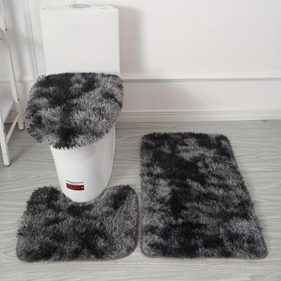 3pcs Bath Rugs Set, Non-Slip Bathroom Rug, Toilet U-Shape Mat, Toilet Lid Cover Pad, Bathroom Decor, Shower Curtain Sets for Bathrooms