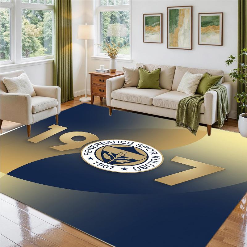 Fenerbahçe FC Design Crystal Velvet Rug Soft Decorative Mat for Bedroom Entrance