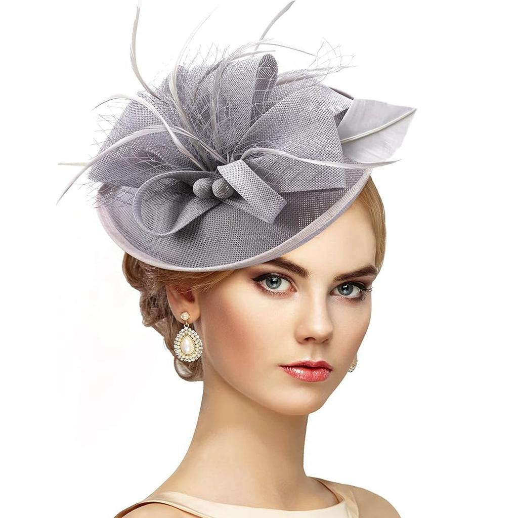 Elegant Hair Drop Fascinator Hat Women Party Hats Bridal Wedding Show Race Millinery With Fancy Flower Headpiece