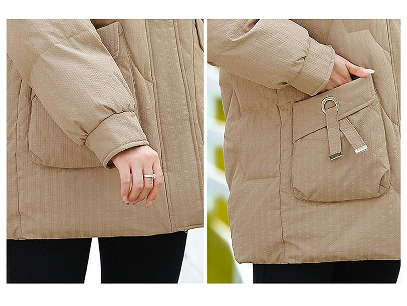 Mom's 2023 Fleece-Lined Winter Jacket - Mid-Length Cotton-Padded Coat for Middle-Aged & Elderly Women.