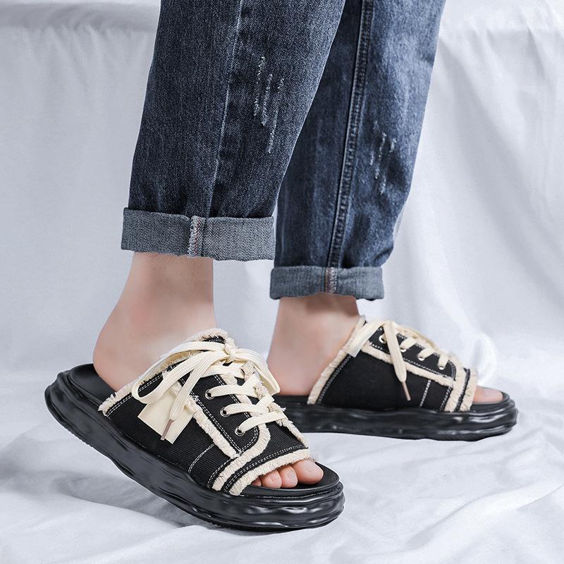Tassel slippers men's summer wear trendy brand one-word drag versatile height increase non-slip design sandals 4888-R